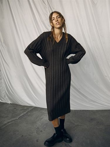 Klänningar/Tunikor - Objalice knit dress – dark grey melange